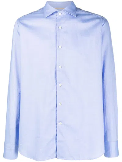 Tintoria Mattei Long-sleeve Cotton Shirt In Blue