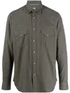 Tintoria Mattei Long-sleeved Buttoned Cotton Shirt In Grey