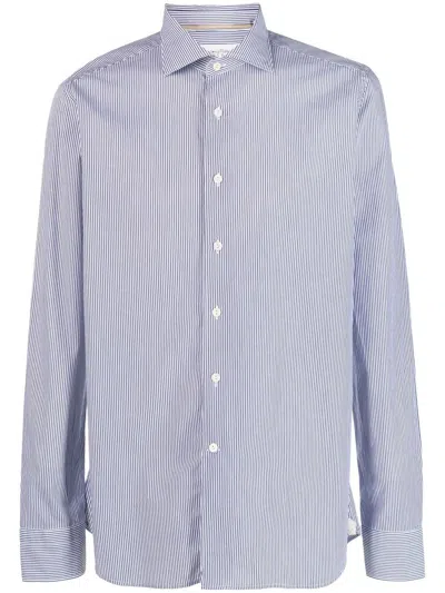 Tintoria Mattei Long-sleeved Cotton Shirt In Blue