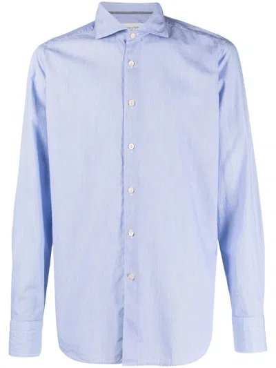 Tintoria Mattei Pinstripe Cotton Shirt In Brown