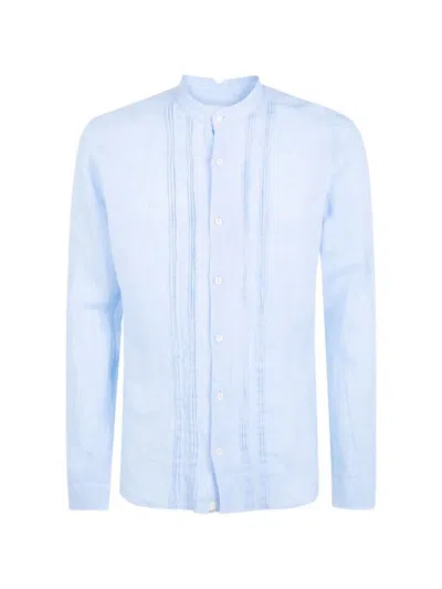 Tintoria Mattei Pleated Linen Shirt In Blue