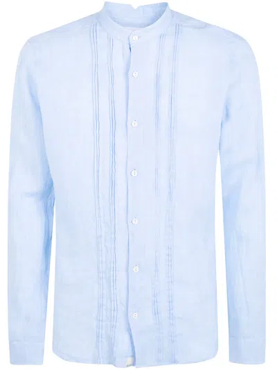 Tintoria Mattei Pleated Linen Shirt In Blue