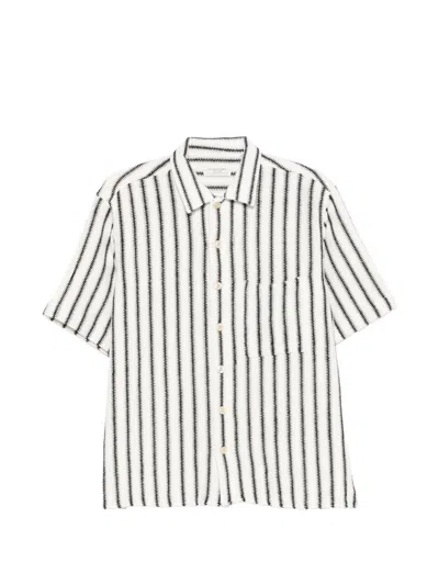 Tintoria Mattei Short-sleeve Vertical Striped Shirt In White