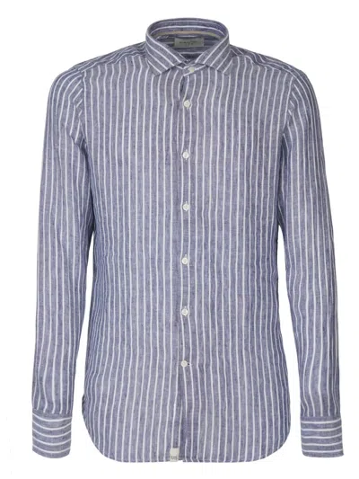 Tintoria Mattei Striped Linen Shirt In Blue