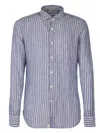 Tintoria Mattei Striped Linen Shirt In Blue