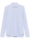 Tintoria Mattei Camicia Di Cotone A Righe In 蓝色