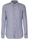 Tintoria Mattei Striped Linen Shirt In Blue
