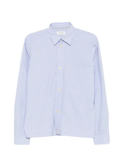 Tintoria Mattei Striped-pattern Elasticated-hem Shirt In Blue