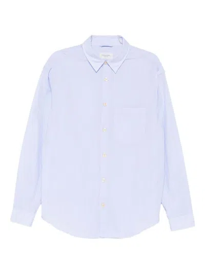 Tintoria Mattei Long-sleeved Cotton Shirt In Blue
