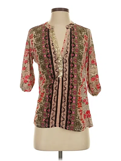 Pre-owned Tiny 3/4 Sleeve Blouse In Brown