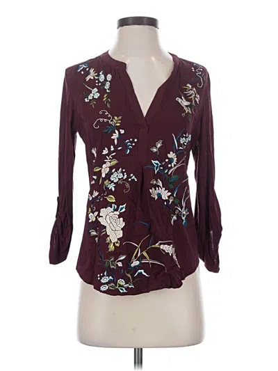 Pre-owned Tiny 3/4 Sleeve Blouse In Burgundy