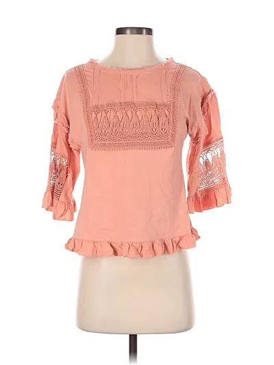 Pre-owned Tiny 3/4 Sleeve Top Pink Ruffles Neckline Tops