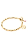 Tiny Blessings Babies'  14k Gold 3mm Beads & Engraved Initial 5.25" Bracelet