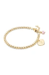 Tiny Blessings Babies'  14k Gold 3mm Beads & Engraved Initial 5.25" Bracelet In Nude