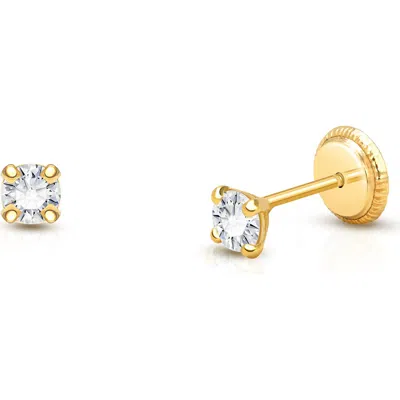 Tiny Blessings Babies'  14k Gold 3mm Genuine Diamond Studs Screw Back Earrings