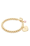 Tiny Blessings Kids'  14k Gold 4mm Beads & Engraved Initial 6.25" Bracelet