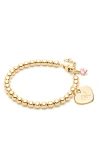 Tiny Blessings Kids'  14k Gold 4mm Beads & Engraved Initial 6.25" Bracelet