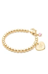 Tiny Blessings Kids'  14k Gold 4mm Beads & Engraved Initial 6.25" Bracelet