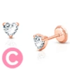 Tiny Blessings Babies'  14k Gold 4mm Clear Heart Studs Screw Back Earrings