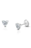 Tiny Blessings Babies'  14k Gold 4mm Clear Heart Studs Screw Back Earrings In Metallic