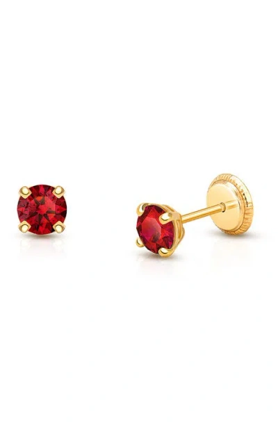 Tiny Blessings Babies'  14k Gold 4mm Crystal Birthstone Studs Screw Back Earrings