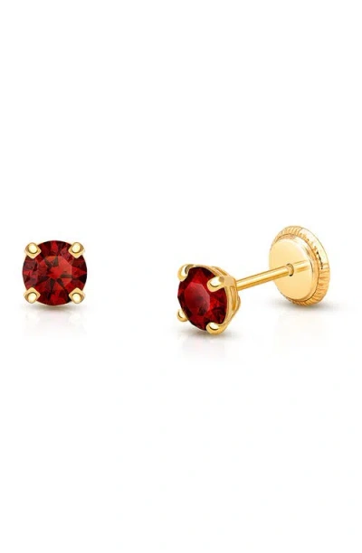 Tiny Blessings Babies'  14k Gold 4mm Crystal Birthstone Studs Screw Back Earrings