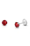 Tiny Blessings Babies'  14k Gold 4mm Crystal Birthstone Studs Screw Back Earrings In Red