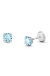 Tiny Blessings Babies'  14k Gold 4mm Crystal Birthstone Studs Screw Back Earrings In Metallic