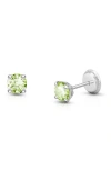 Tiny Blessings Babies'  14k Gold 4mm Crystal Birthstone Studs Screw Back Earrings In Metallic