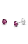 Tiny Blessings Babies'  14k Gold 4mm Crystal Birthstone Studs Screw Back Earrings In Metallic