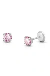 Tiny Blessings 14k Gold 4mm Crystal Birthstone Studs Screw Back Earrings In Multi