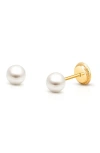 Tiny Blessings 14k Gold 4mm Pearl Studs Screw Back Earrings In Gold