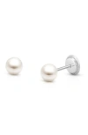 Tiny Blessings Babies'  14k Gold 4mm Pearl Studs Screw Back Earrings In Metallic