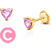 Tiny Blessings Babies'  14k Gold 4mm Pink Heart Studs Screw Back Earrings