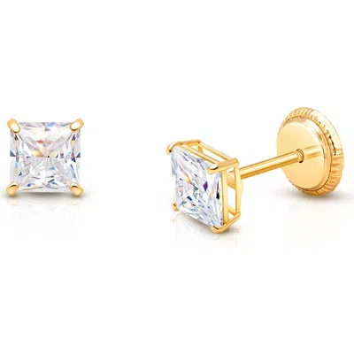 Tiny Blessings Babies'  14k Gold 4mm Princess Cut Studs Screw Back Earrings