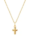 Tiny Blessings 14k Gold Beautifully Beveled Cross 12-14" Necklace In Brown