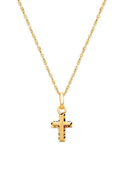 Tiny Blessings Kids'  14k Gold Beautifully Beveled Cross 12-14" Necklace In Brown