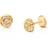 Tiny Blessings Babies'  14k Gold Blushing Rose Studs Screw Back Earrings