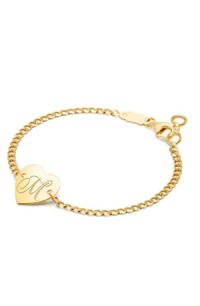 TINY BLESSINGS TINY BLESSINGS 14K GOLD HEART OF GOLD ID & ENGRAVED INITIAL 6" BRACELET
