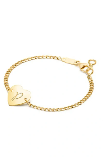 TINY BLESSINGS TINY BLESSINGS 14K GOLD HEART OF GOLD ID & ENGRAVED INITIAL 6" BRACELET