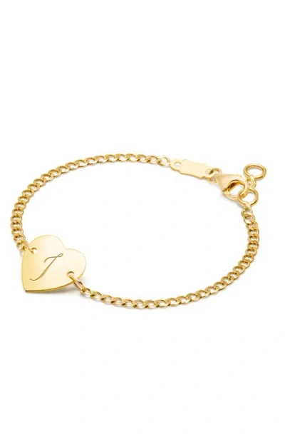 TINY BLESSINGS TINY BLESSINGS 14K GOLD HEART OF GOLD ID & ENGRAVED INITIAL 6" BRACELET