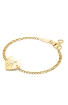Tiny Blessings 14k Gold Heart Of Gold Id & Engraved Initial 6" Bracelet In Black