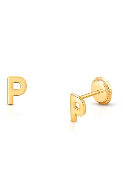 Tiny Blessings Babies'  14k Gold Initial Studs Screw Back Earrings