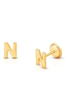 Tiny Blessings Babies'  14k Gold Initial Studs Screw Back Earrings
