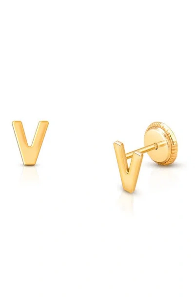 Tiny Blessings Babies'  14k Gold Initial Studs Screw Back Earrings