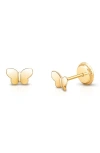 Tiny Blessings 14k Gold Little Butterfly Studs Screw Back Earrings In Gold