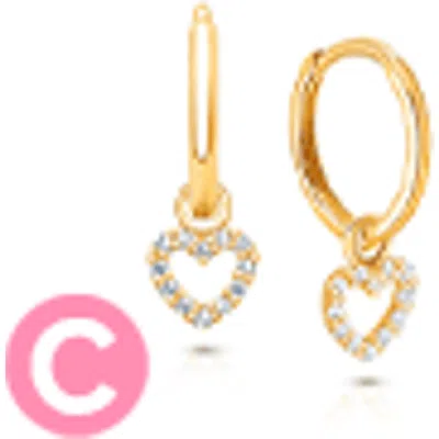 Tiny Blessings Babies'  14k Gold Pavé Heart Drop Classic 11mm Huggie Hoop Earrings