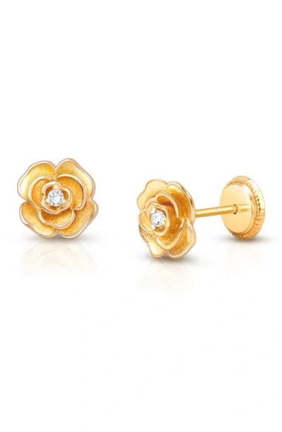 Tiny Blessings Babies'  14k Gold Rose Radiance Cz Studs Screw Back Earrings