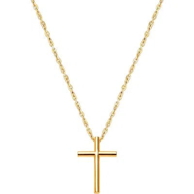 Tiny Blessings Kids'  14k Gold Rounded Cross 12-14" Necklace In Brown