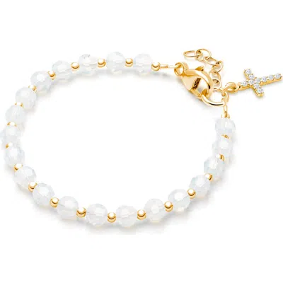 Tiny Blessings Kids'  14k Gold Shimmer Crystal With Cross Bracelet